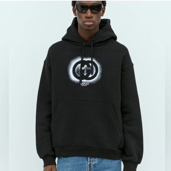 Authentic Gucci Black Logo Hoodie, New