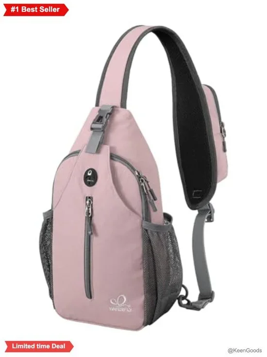 WATERFLY Crossbody Sling Backpack Nylon Travel Hiking Daypack