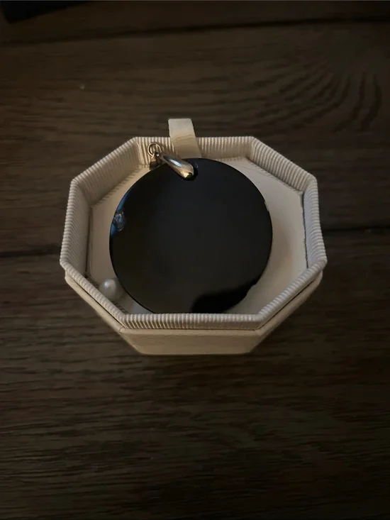 Minimal Black Circular onyx Pendant Necklace - Women Accessories