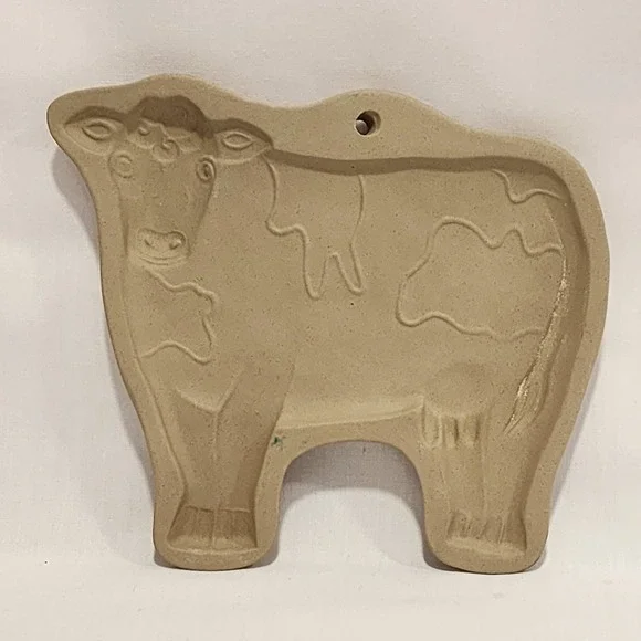 Brown Bag‎ Cookie Art Cow Stoneware Cookie Mold 1985 Vintage Farmhouse Decor
