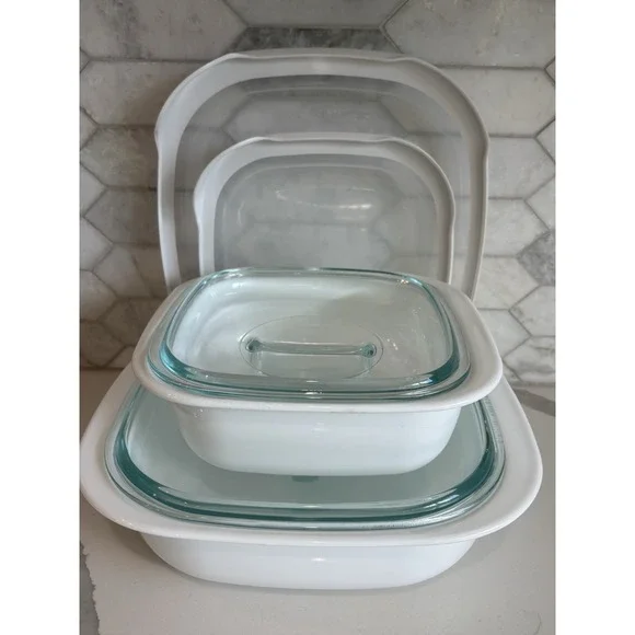 Corning Ware Simply Lite 6 Piece Set White 1.5 qt. & 2.5 qt w/ Lids 680C 648C