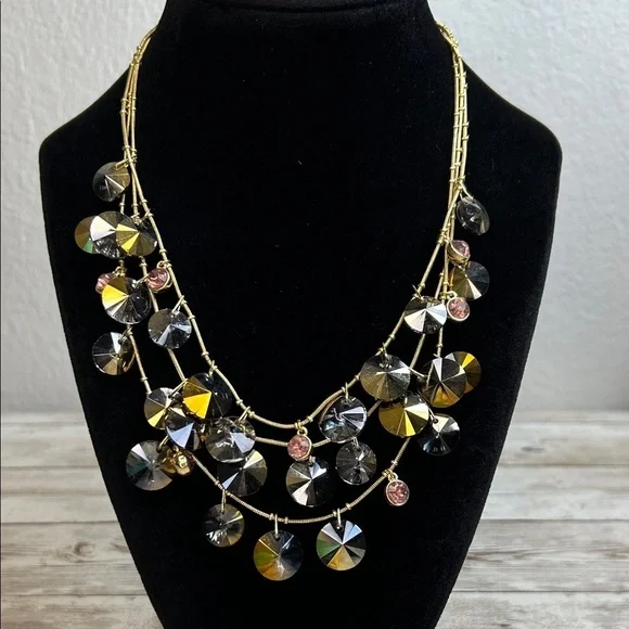 Dana Buchman Gold and Silver Crystal Statement Necklace