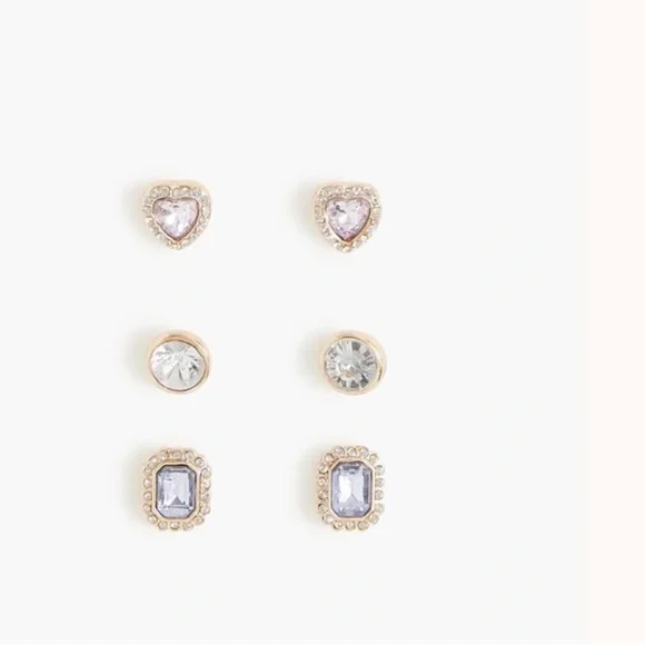J crew Girls' gem stud earrings three-pack