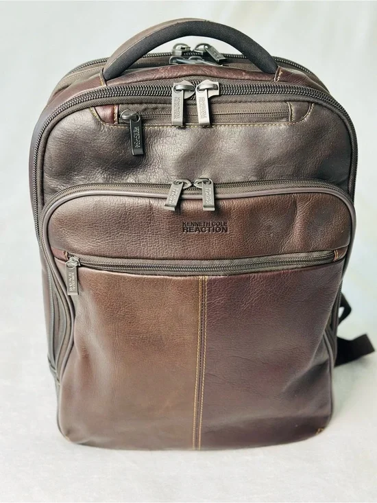Kenneth Cole Reaction Full Grain Leather 16” Laptop Tablet Travel Backpack