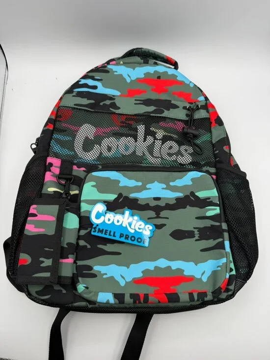 Cookies Smell Proof Camouflage Backpack Multicolor Zip Drawstring Pockets