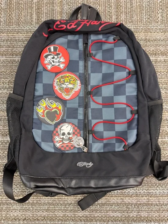 Ed Hardy | Backpack Black Check Patches Backpack
