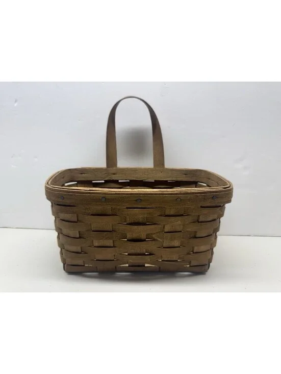 Longaberger Hanging Basket Handmade 1983 Wood Splint Signed 9 X 5 X 5