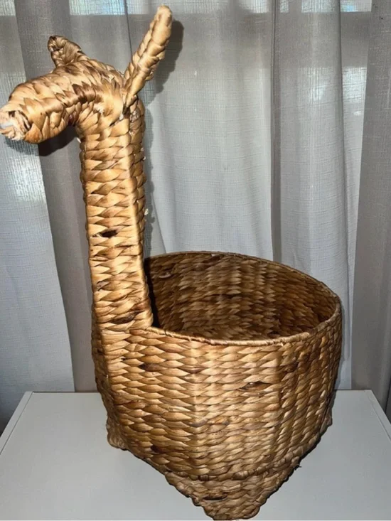 Woven Brown Giraffe Accent Basket - Decorative Storage