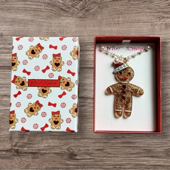 Betsey Johnson Gingerbread Pendant Necklace - NWT