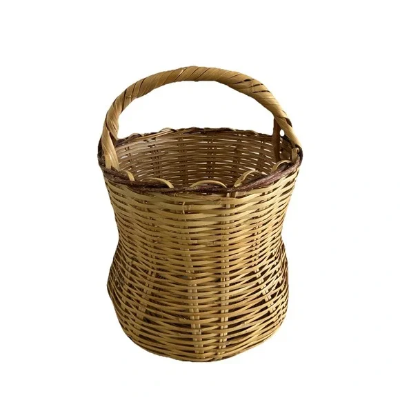 Vintage Bamboo Wicker Basket Rustic Storage Farmhouse Boho Cottage‎ Large 18x14