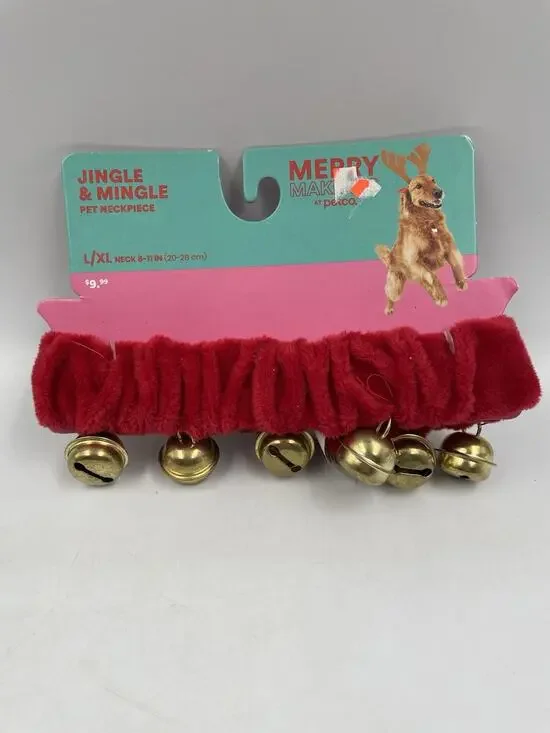 NEW Large Merry Makings Petco Dog Pet Necktie Tie Red With Bells Size L/XL