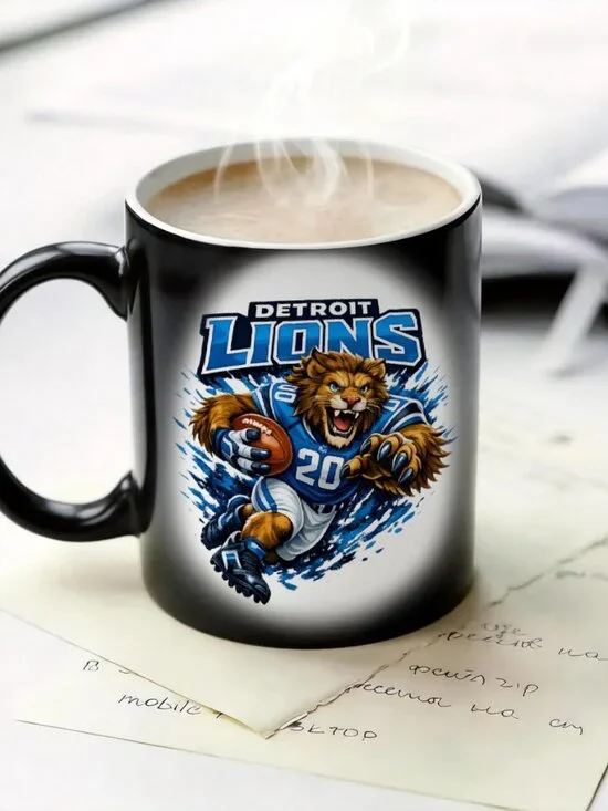 Detroit Lions Matte Heat Changing Mug NFL Fan Cup 11oz