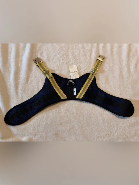 Tommy Bahama Navy and Yellow Reflective Dog Harness