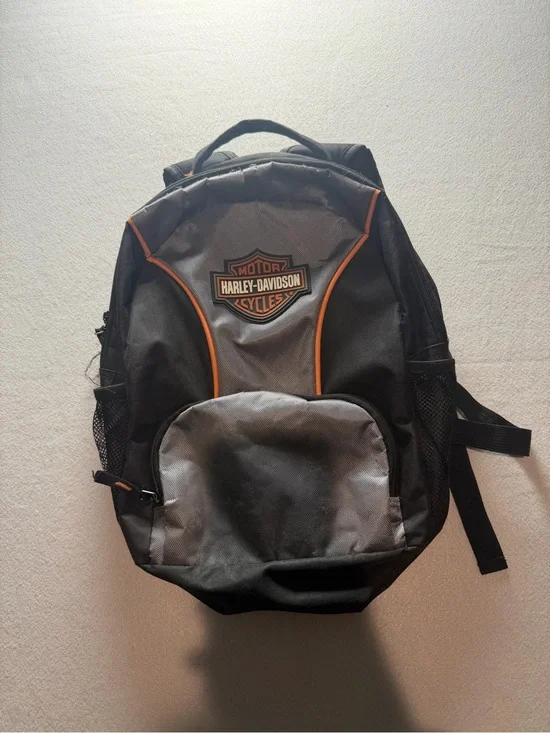 Harley-Davidson Bar & Shield Backpack Black Gray Orange 17” Biker