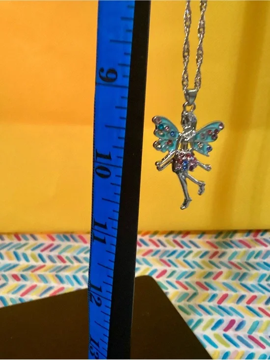 NWOT - Silver Fairy Pendant Necklace w/Turquoise & Pink Accents--Brand New!
