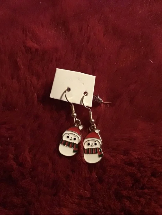 Festive Red Snowman Dangle Earrings