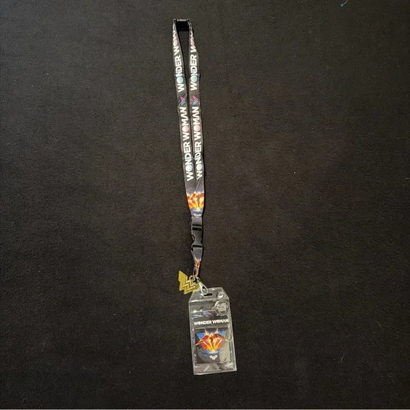 New Wonder Woman Lanyard New‎ Key Chain With Gold Logo Plastic ID Holder