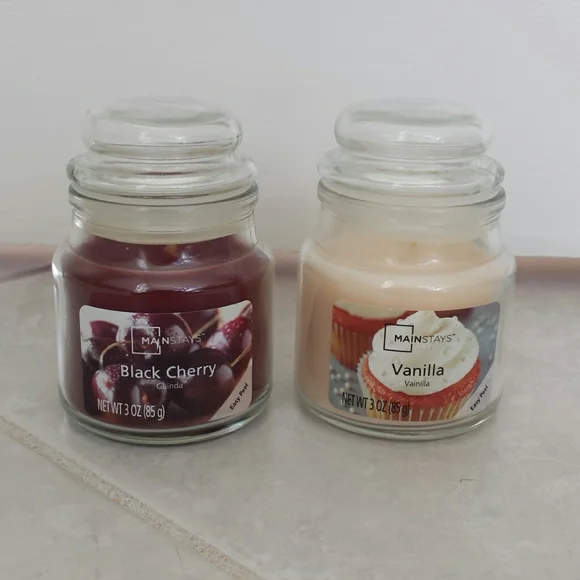 2 Mainstays Mini Jar Candles with lids