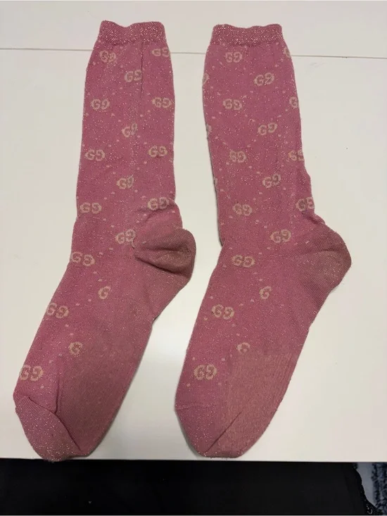 Gucci Pink GG Sparkle Crew Socks