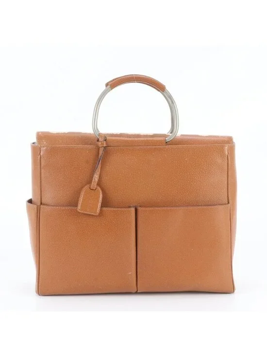 Gucci Vintage Leather Tote Bag Shoulder Business Document Brown