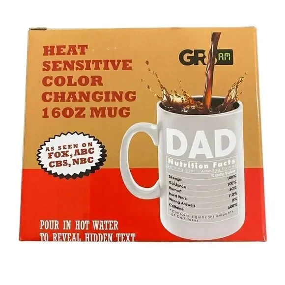 Heat Sensitive Novelty Dad 16 oz color changing coffee Mug NEW Dad Jokes Father