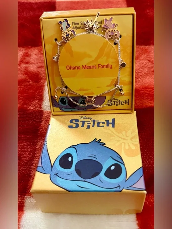 Disney Stitch Kids Gold Charm Bracelet - Blue & Gold