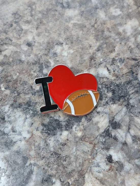I Heart Football I Love Football Brooch Pin