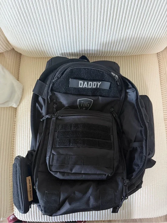 Tactical Black Men's Baby Gear Backpack and all accessories