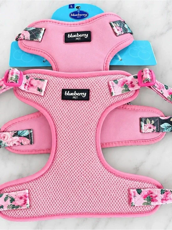 Blueberry Pet Pink Floral Kids Harness - Pink Bundle