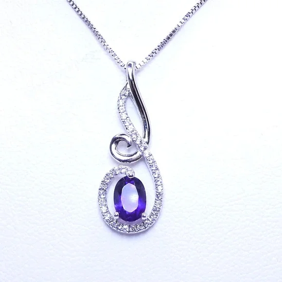 Chuck Clemency Sterling Silver 925 Purple Amethyst & White Topaz 18