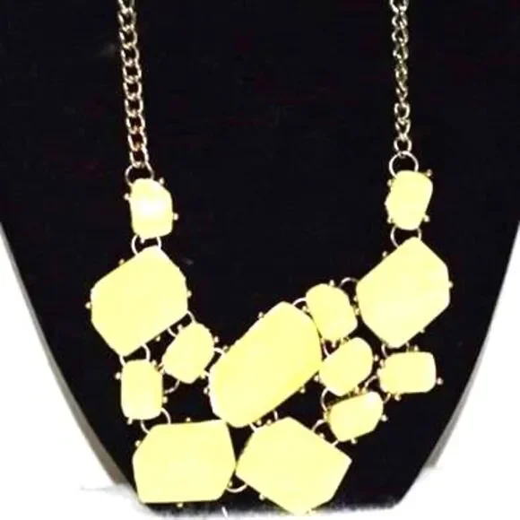 Mellow Yellow Funky Boho Statement Cabochon Beads Gold Tone Grunge18