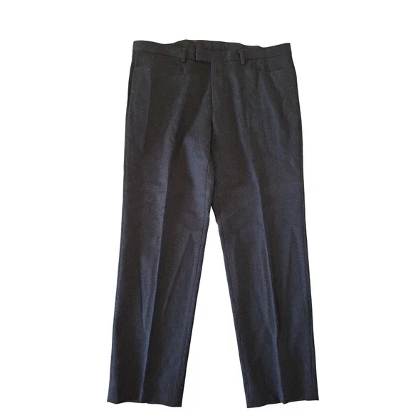 Gucci Mens Charcoal Gray Wool Blend Flat Front Straight Leg Dress Pants Italy