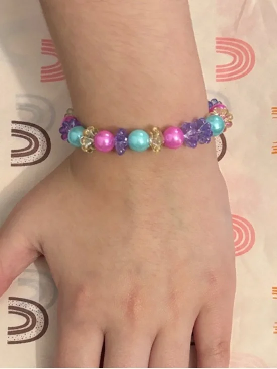 Kids Stretch Beaded Bracelet - Pink, Purple & Teal