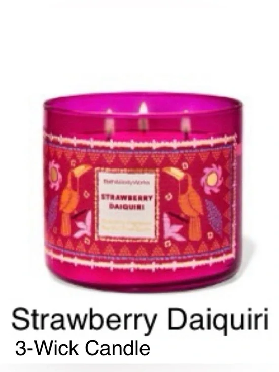 NIB Bath & Body Works “Strawberry Daiquiri” 3-Wick Candle Decorative Metal Lid