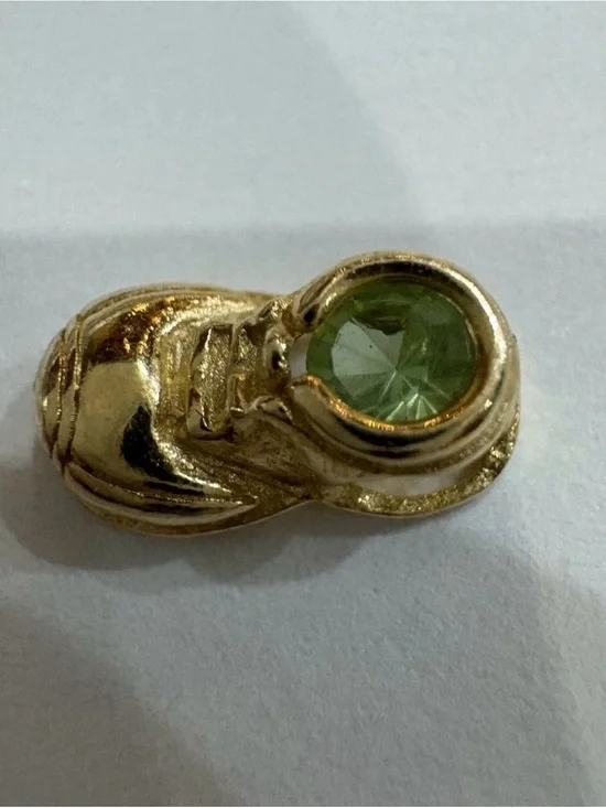 Gold-Tone Sneaker Charm with Green Crystal Accent