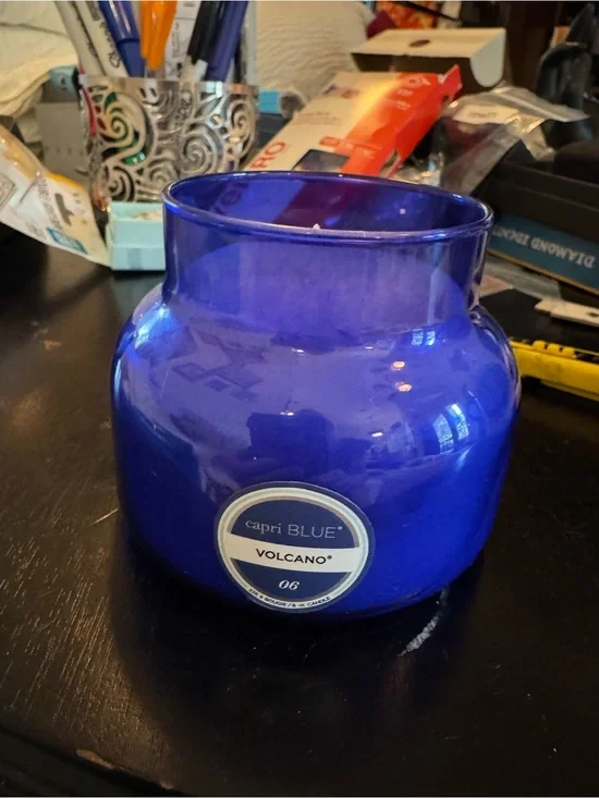 Volcano Blue Glass Jar Candle volcano 6 Francesca