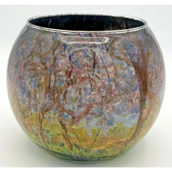 Romance Lights‎ Round Glass Tea Light Candle Holder Multi Color Forest Theme