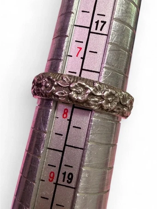 Vintage Sterling Silver Forget Me Not Floral Band Ring