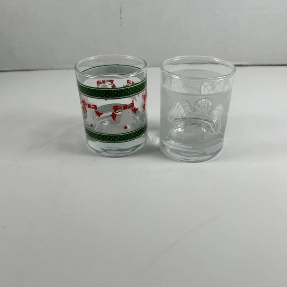 Lot 2‎ Vintage 80's Glass Votive Candle Holders Christmas Angel Bells