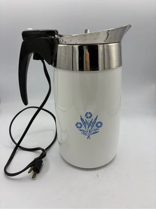 Corningware White Electric Pitcher with Blue Floral design - No Lid