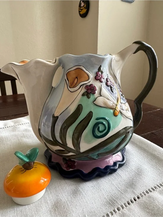 Collectible Teapot Hand-Painted by Heather Goldminc. Like New and Whimsical.