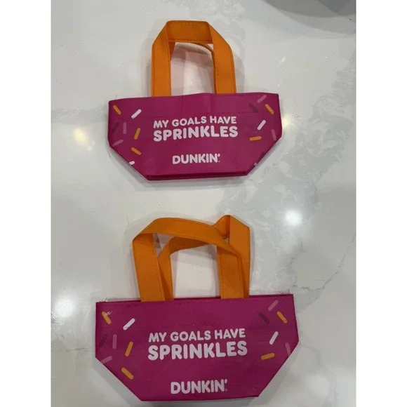 2 Dunkin Donuts Pink Orange‎ Donuts Mini SPRINKLES Bag RARE Collectible 1/2/26