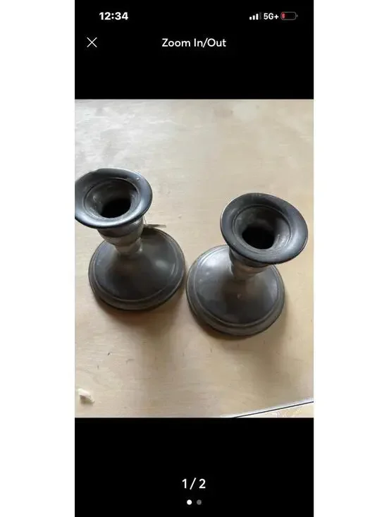 INTERNATIONAL PEWTER MATCHING CANDLESTICKS Set of 2