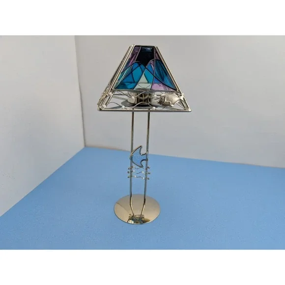Aquatic Ocean Fish Stained Glass Tea Light Candle Holder Lamp Beach Theme Votive