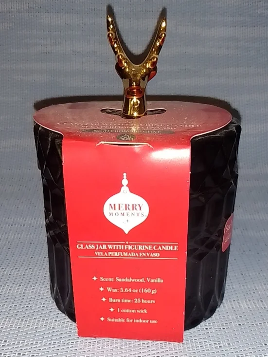 Sandalwood Vanilla Scented Candle - Black Glass Jar