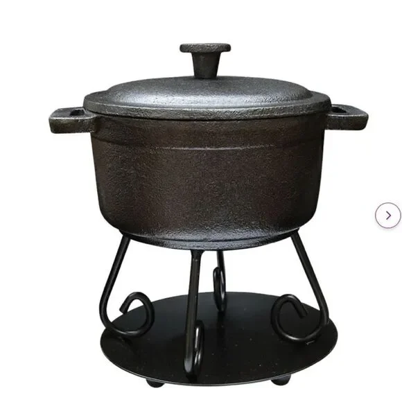 Cast Iron Bean Pot Tea light Candle Wax Tart Warmer Caldroun with Lid