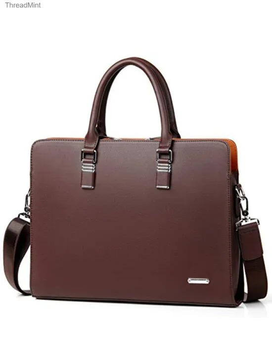 Leather Briefcase Laptop Bag Business Shoulder Bag for Men