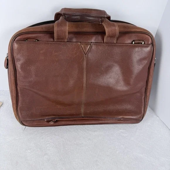 Johnston & Murphy Brown Leather Laptop Briefcase Business Travel Bag