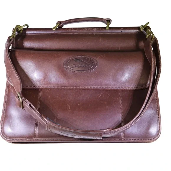 Bob Timberlake Mens Briefcase Brown Leather Messenger Bag 4110847
