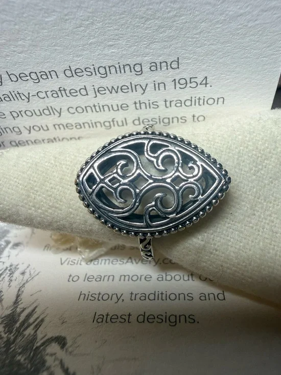James Avery Silver Filigree Marquise Ring